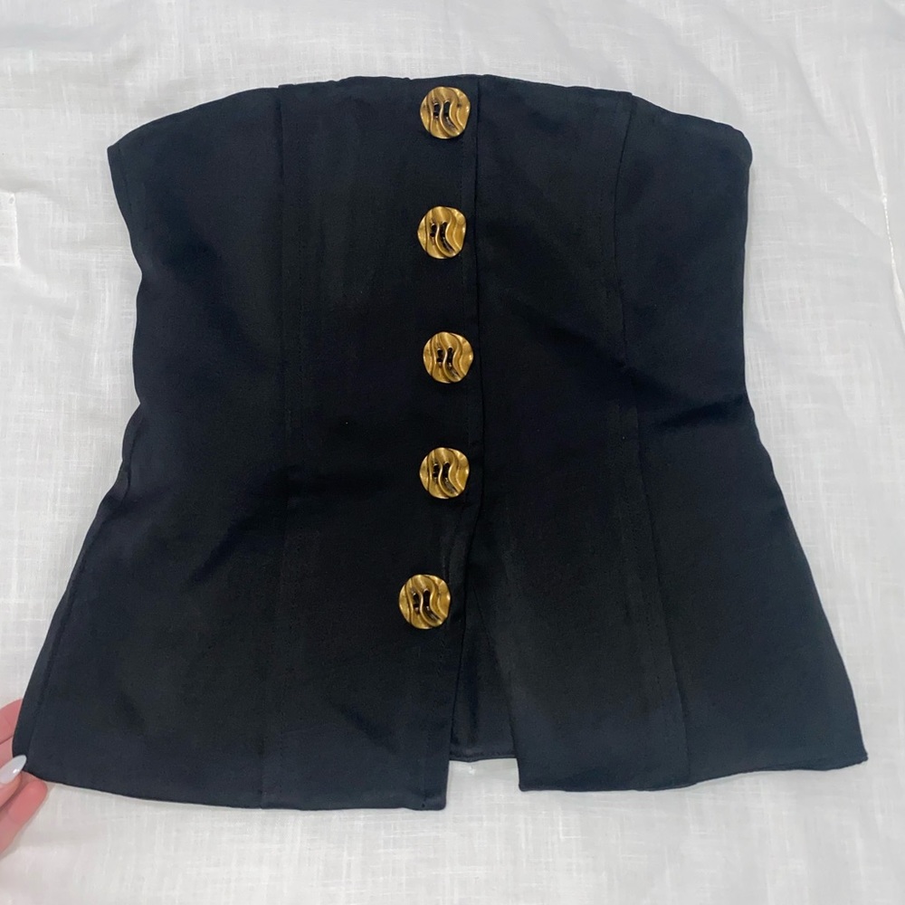 Zara Gold Button Bustier Top